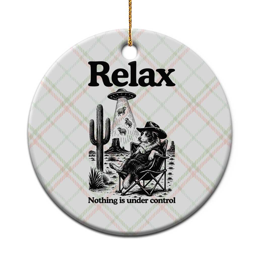 Funny Border Collie UFO Sheep Farmer Ceramic Ornament Relax Nothing Is Under Control Alien Dog Lover Gift TS12 1pc Christmas Plaid Print Your Wear