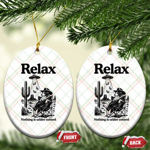 Funny Border Collie UFO Sheep Farmer Ceramic Ornament Relax Nothing Is Under Control Alien Dog Lover Gift TS12 Print Your Wear