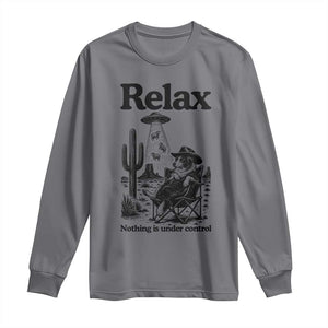 Funny Border Collie UFO Sheep Farmer Long Sleeve Shirt Relax Nothing Is Under Control Alien Dog Lover Gift TS12 Charcoal Print Your Wear