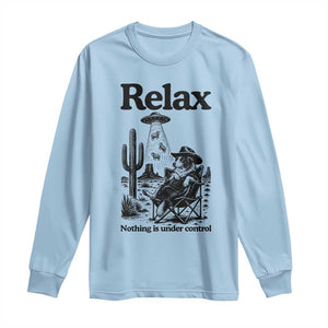 Funny Border Collie UFO Sheep Farmer Long Sleeve Shirt Relax Nothing Is Under Control Alien Dog Lover Gift TS12 Light Blue Print Your Wear