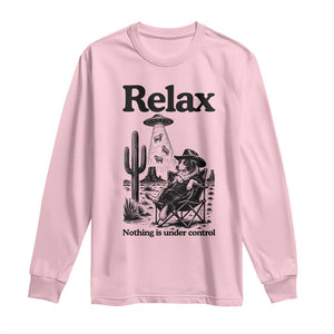 Funny Border Collie UFO Sheep Farmer Long Sleeve Shirt Relax Nothing Is Under Control Alien Dog Lover Gift TS12 Light Pink Print Your Wear
