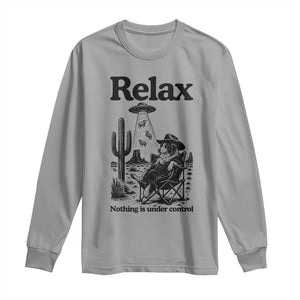 Funny Border Collie UFO Sheep Farmer Long Sleeve Shirt Relax Nothing Is Under Control Alien Dog Lover Gift TS12 Sport Gray Print Your Wear