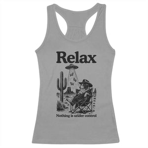 Funny Border Collie UFO Sheep Farmer Racerback Tank Top Relax Nothing Is Under Control Alien Dog Lover Gift TS12 Sport Gray Print Your Wear