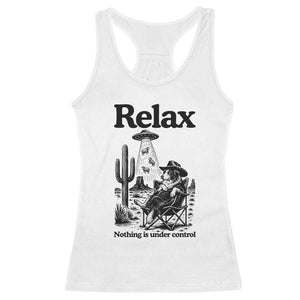 Funny Border Collie UFO Sheep Farmer Racerback Tank Top Relax Nothing Is Under Control Alien Dog Lover Gift TS12 White Print Your Wear