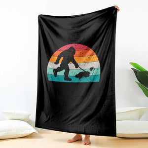 Funny Bigfoot Walking Border Collie Dog Throw Blanket Vintage Dog Lover Gift