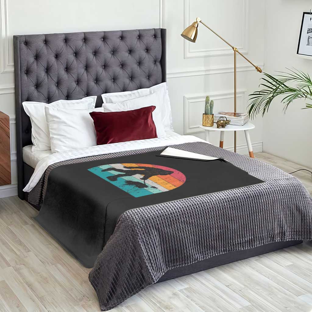 Funny Bigfoot Walking Border Collie Dog Throw Blanket Vintage Dog Lover Gift