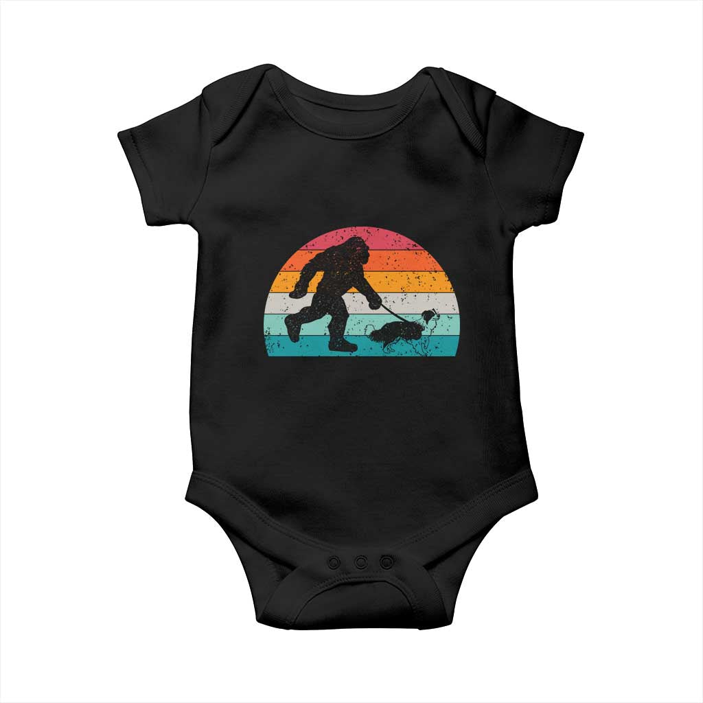 Funny Bigfoot Walking Border Collie Dog Baby Onesie Vintage Dog Lover Gift TS12 Black Print Your Wear