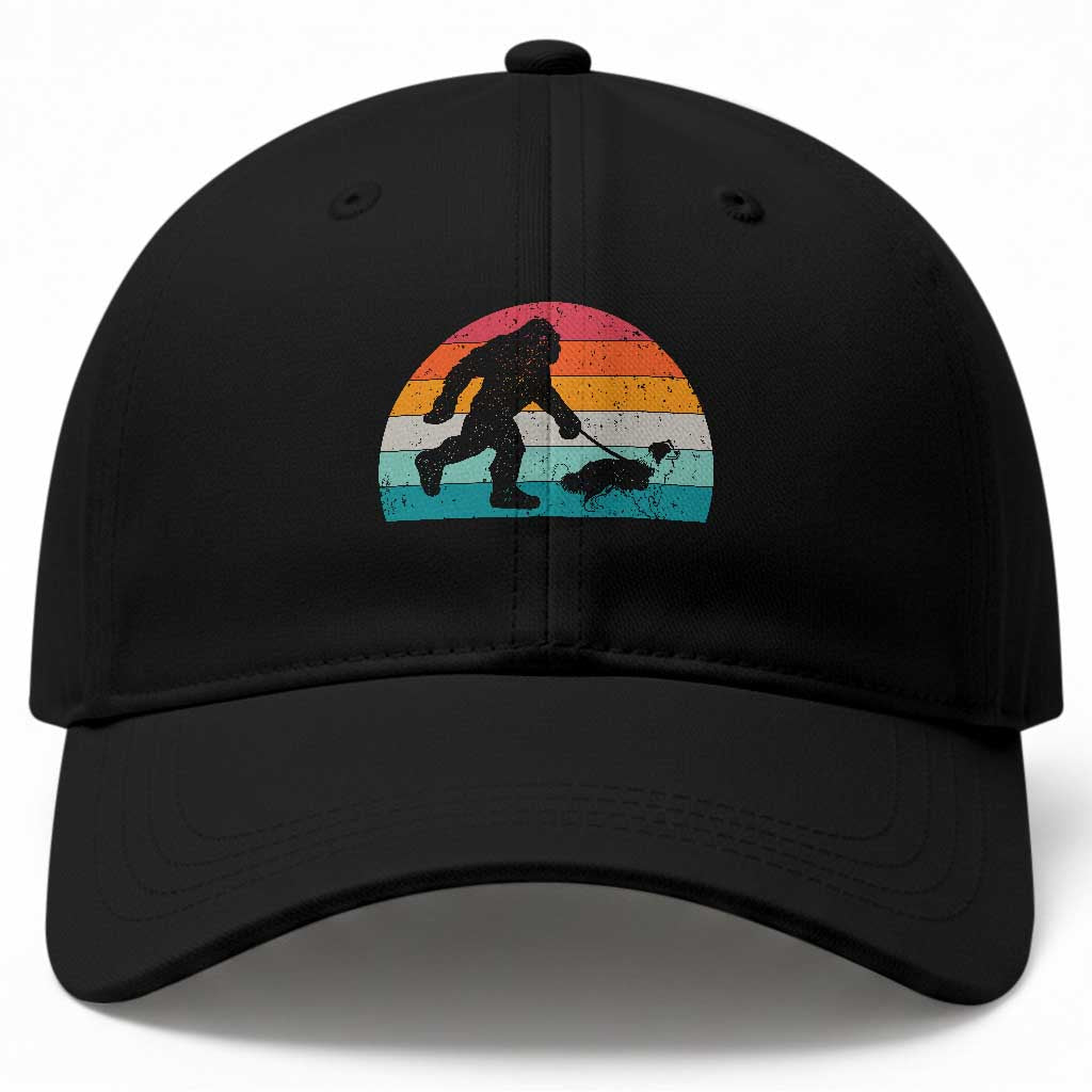 Funny Bigfoot Walking Border Collie Dog Baseball Cap Vintage Dog Lover Gift TS12 Print Your Wear