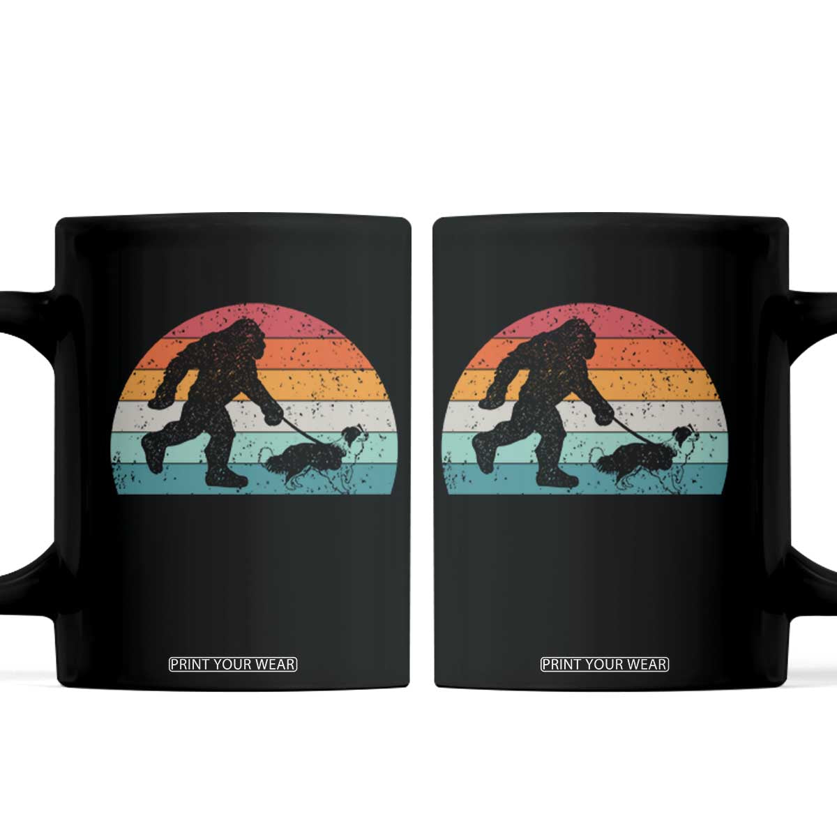 Funny Bigfoot Walking Border Collie Dog Coffee Mug Vintage Dog Lover Gift TS12 Black Print Your Wear