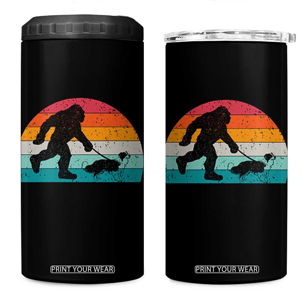 Funny Bigfoot Walking Border Collie Dog 4 in 1 Can Cooler Tumbler Vintage Dog Lover Gift TS12 One Size: 16 oz Black Print Your Wear