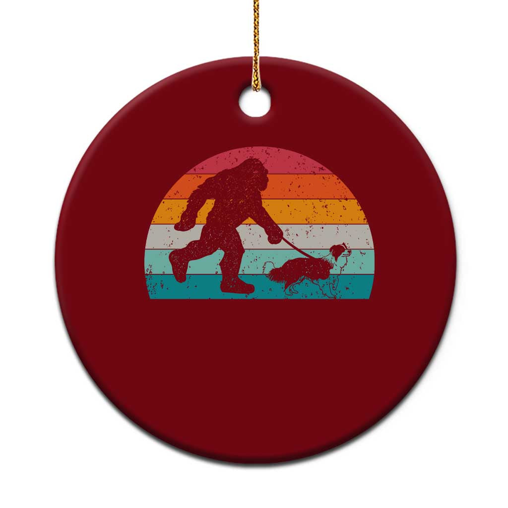 Funny Bigfoot Walking Border Collie Dog Ceramic Ornament Vintage Dog Lover Gift TS12 1pc Red Print Your Wear