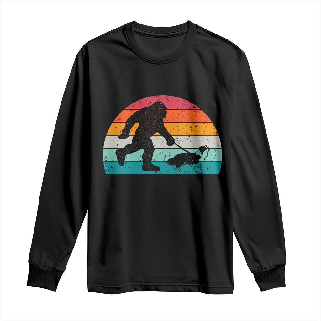 Funny Bigfoot Walking Border Collie Dog Long Sleeve Shirt Vintage Dog Lover Gift TS12 Black Print Your Wear