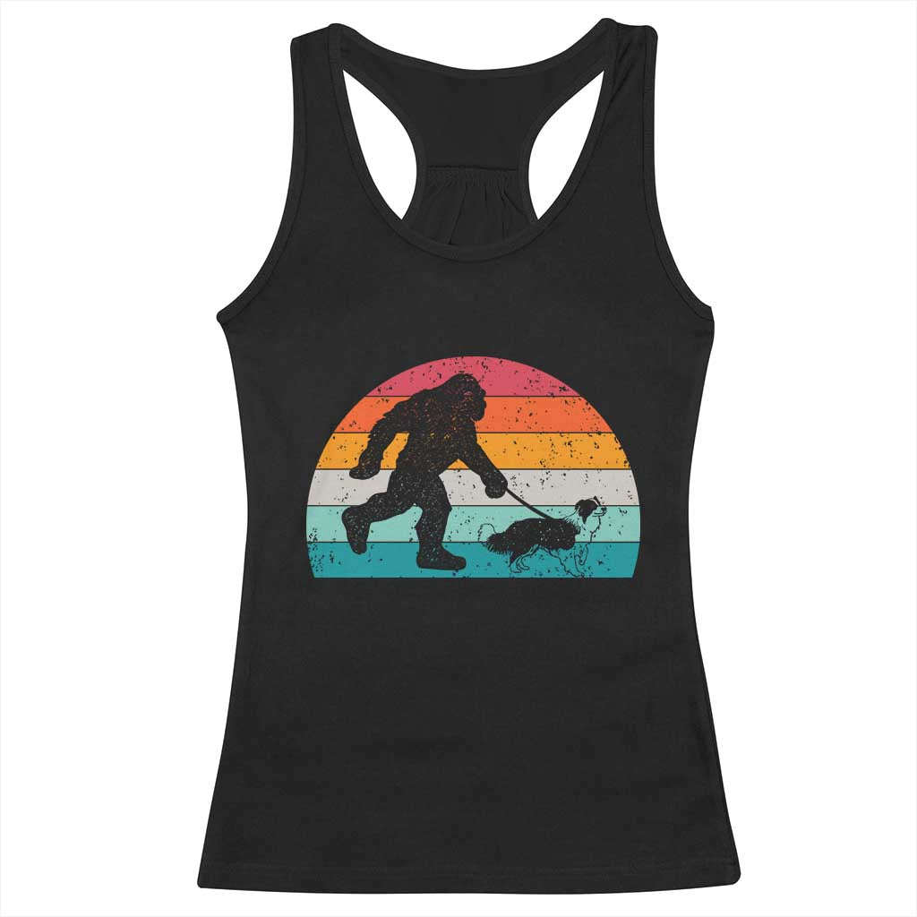 Funny Bigfoot Walking Border Collie Dog Racerback Tank Top Vintage Dog Lover Gift TS12 Black Print Your Wear