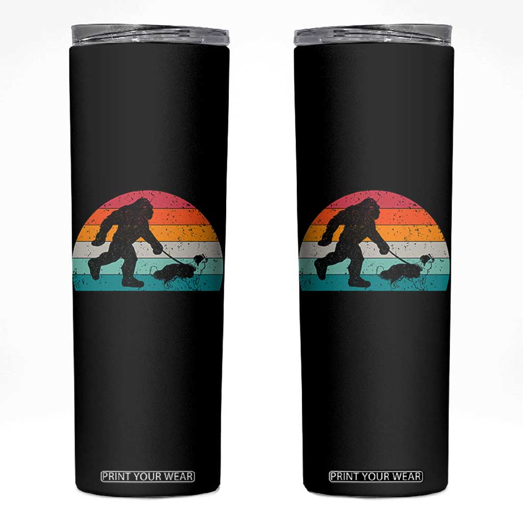 Funny Bigfoot Walking Border Collie Dog Skinny Tumbler Vintage Dog Lover Gift