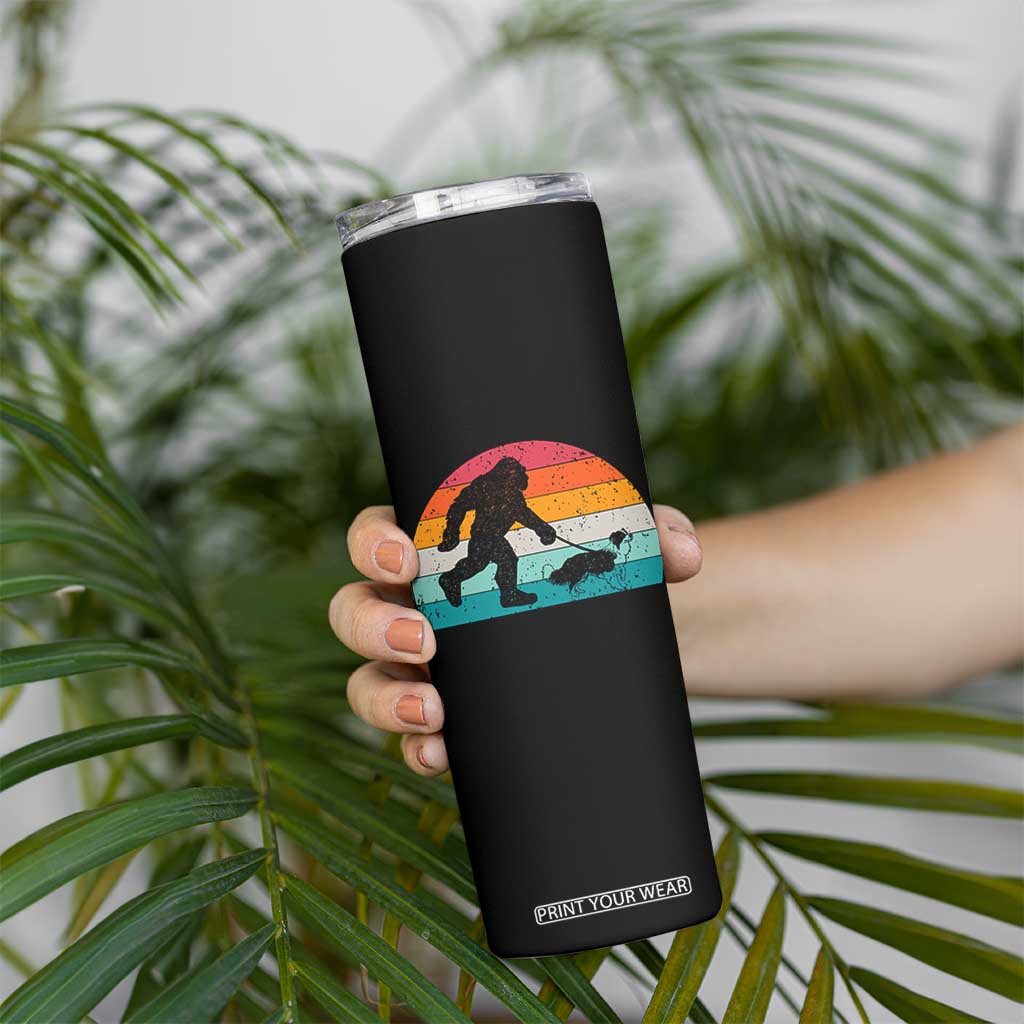 Funny Bigfoot Walking Border Collie Dog Skinny Tumbler Vintage Dog Lover Gift