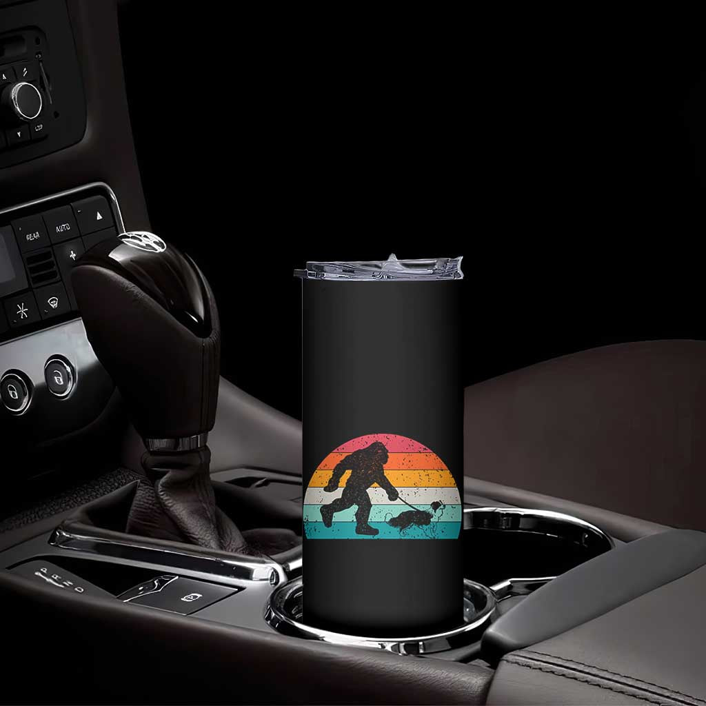 Funny Bigfoot Walking Border Collie Dog Skinny Tumbler Vintage Dog Lover Gift