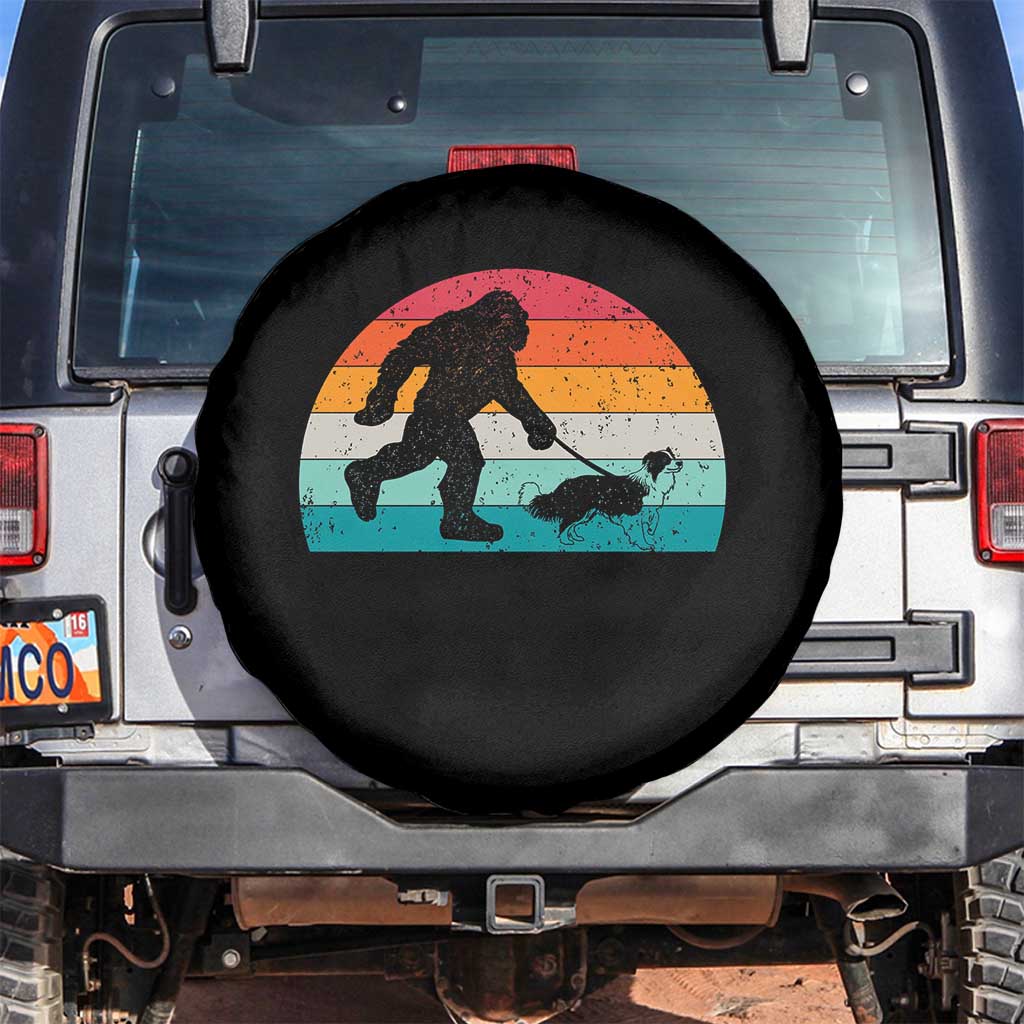 Funny Bigfoot Walking Border Collie Dog Spare Tire Cover Vintage Dog Lover Gift TS12 No hole Black Print Your Wear