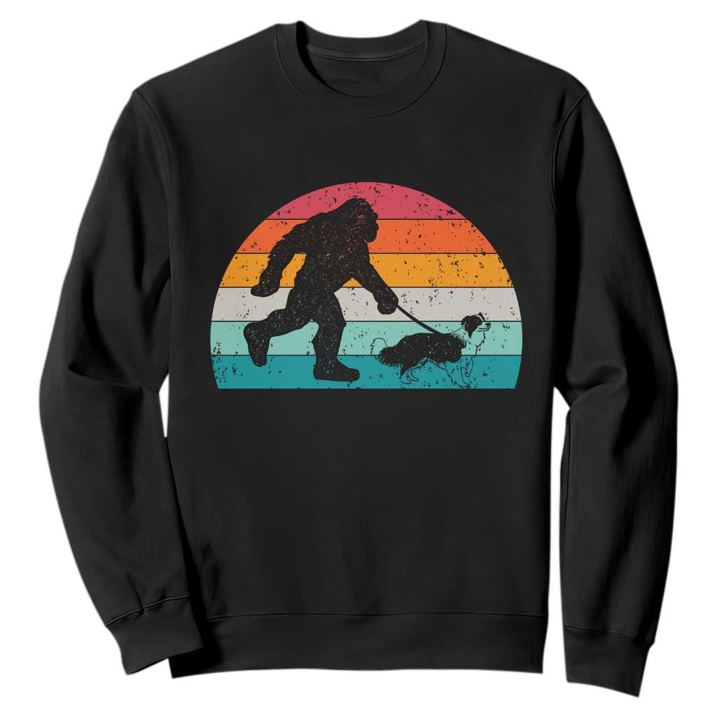 Funny Bigfoot Walking Border Collie Dog Sweatshirt Vintage Dog Lover Gift TS12 Black Print Your Wear
