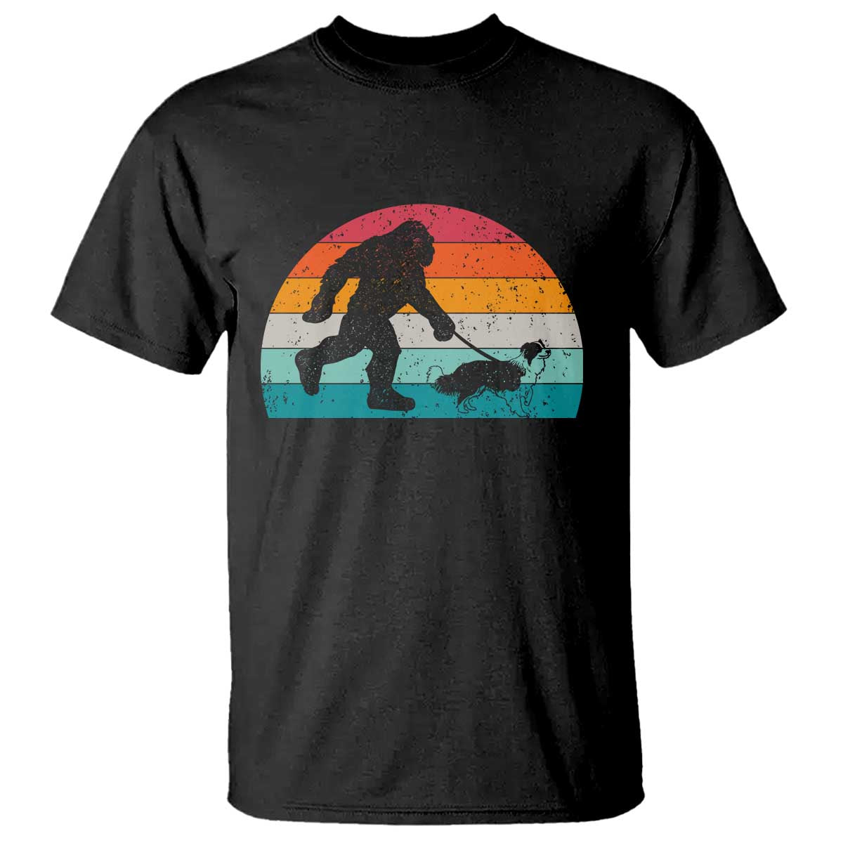 Funny Bigfoot Walking Border Collie Dog T Shirt Vintage Dog Lover Gift TS12 Black Print Your Wear