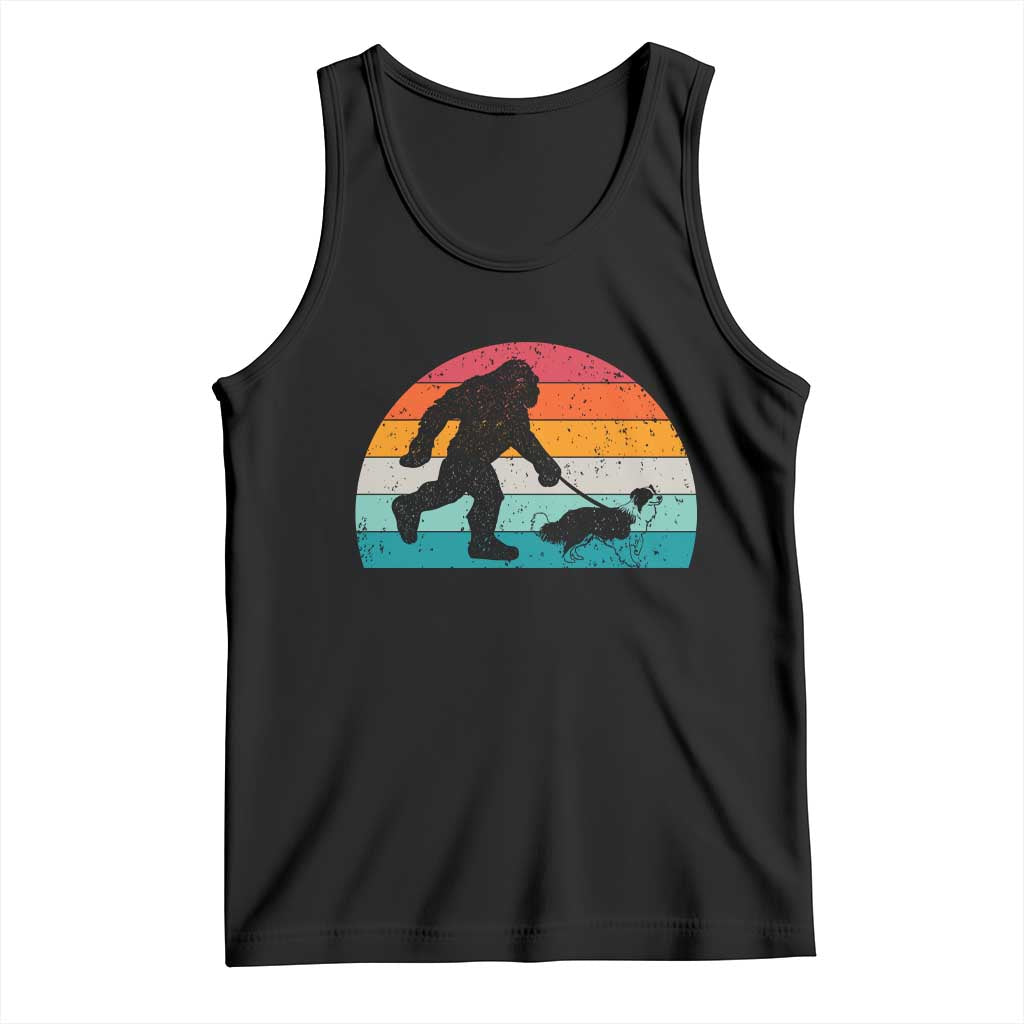 Funny Bigfoot Walking Border Collie Dog Tank Top Vintage Dog Lover Gift TS12 Black Print Your Wear