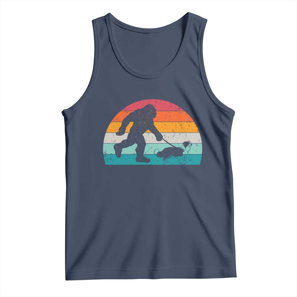 Funny Bigfoot Walking Border Collie Dog Tank Top Vintage Dog Lover Gift TS12 Navy Print Your Wear