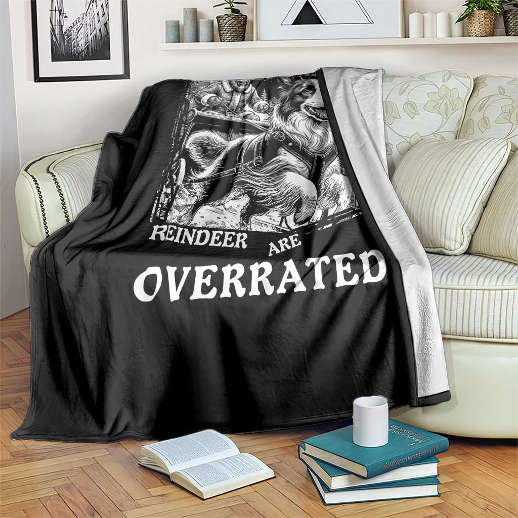 Funny Bigfoot Santa Border Collie Sleigh Christmas Gift Throw Blanket Funny Reindeer Are Overrated