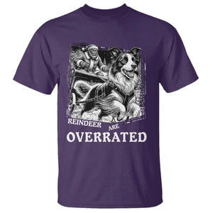 Funny Bigfoot Santa Border Collie Sleigh Christmas Gift T Shirt Funny Reindeer Are Overrated TS12 Purple Print Your Wear