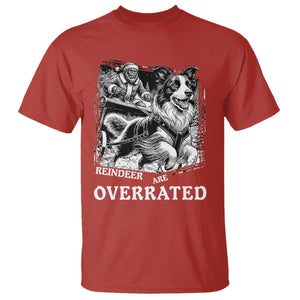 Funny Bigfoot Santa Border Collie Sleigh Christmas Gift T Shirt Funny Reindeer Are Overrated TS12 Red Print Your Wear