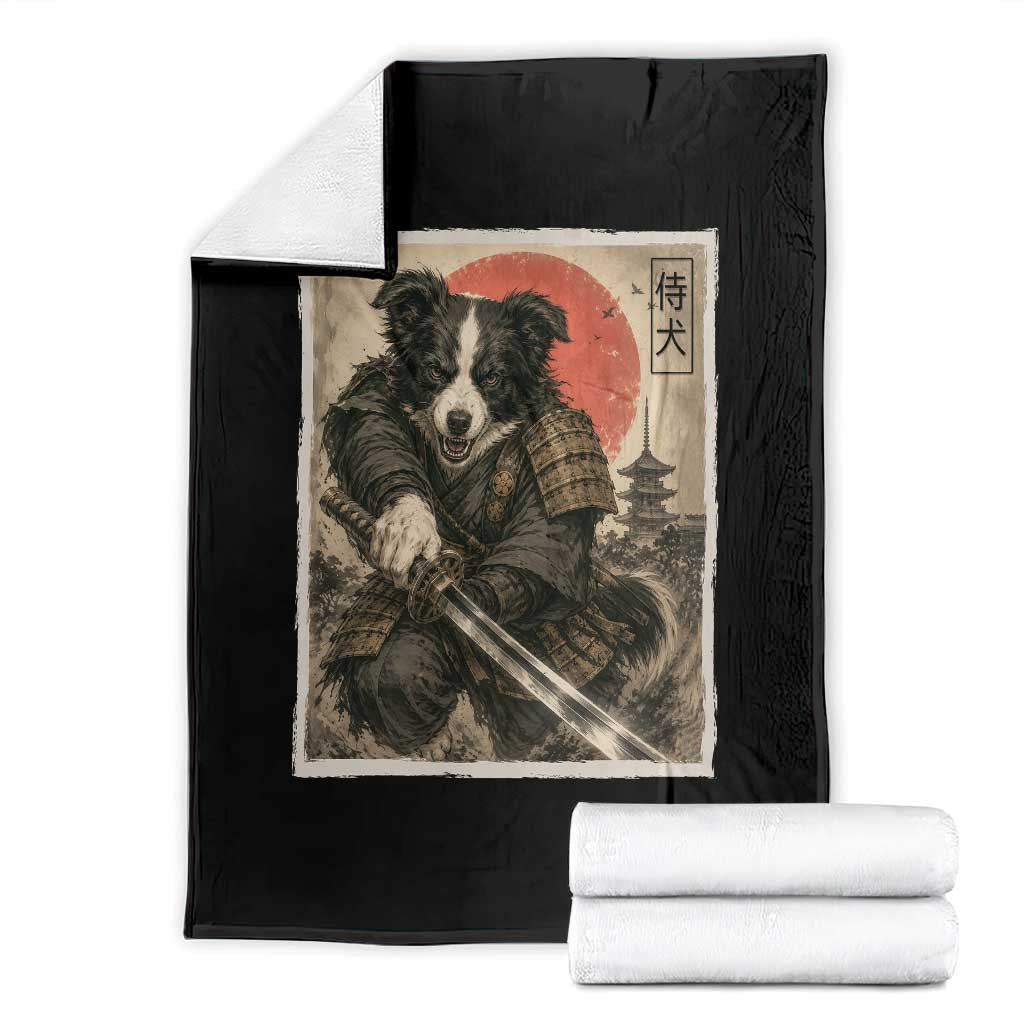 Japanese Border Collie Samurai Warrior Throw Blanket Vintage Ukiyoe Dog Lover TS12 Black Print Your Wear