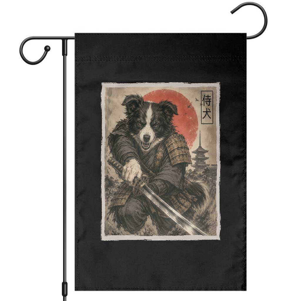 Japanese Border Collie Samurai Warrior Garden Flag Vintage Ukiyoe Dog Lover TS12 Black Print Your Wear