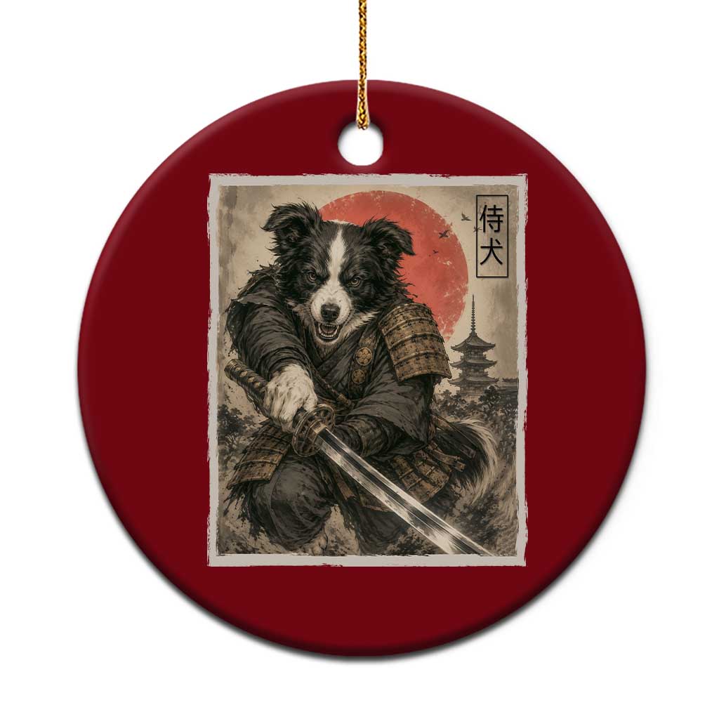 Japanese Border Collie Samurai Warrior Ceramic Ornament Vintage Ukiyoe Dog Lover TS12 1pc Red Print Your Wear