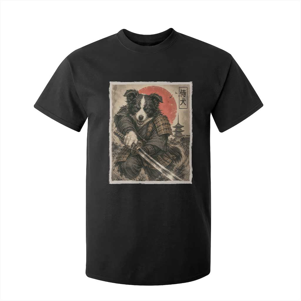 Japanese Border Collie Samurai Warrior T Shirt For Kid Vintage Ukiyoe Dog Lover TS12 Black Print Your Wear