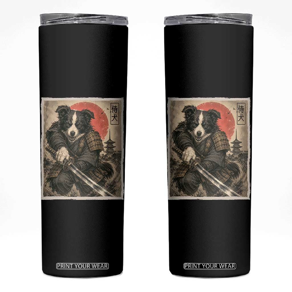 Japanese Border Collie Samurai Warrior Skinny Tumbler Vintage Ukiyoe Dog Lover TS12 Black Print Your Wear
