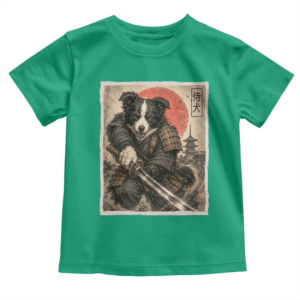 Japanese Border Collie Samurai Warrior Toddler T Shirt Vintage Ukiyoe Dog Lover TS12 Irish Green Print Your Wear