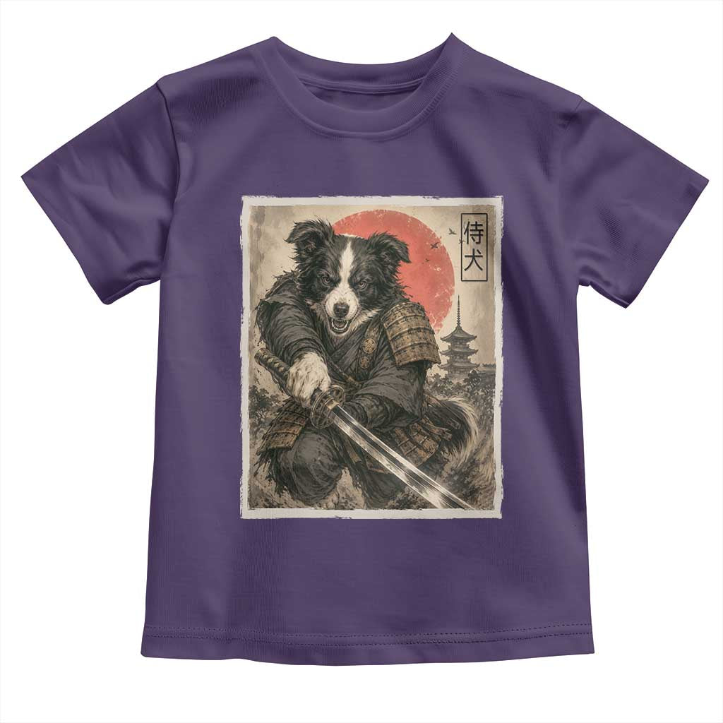 Japanese Border Collie Samurai Warrior Toddler T Shirt Vintage Ukiyoe Dog Lover TS12 Purple Print Your Wear