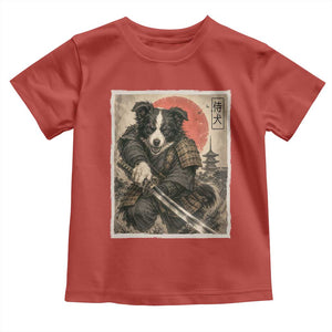 Japanese Border Collie Samurai Warrior Toddler T Shirt Vintage Ukiyoe Dog Lover TS12 Red Print Your Wear