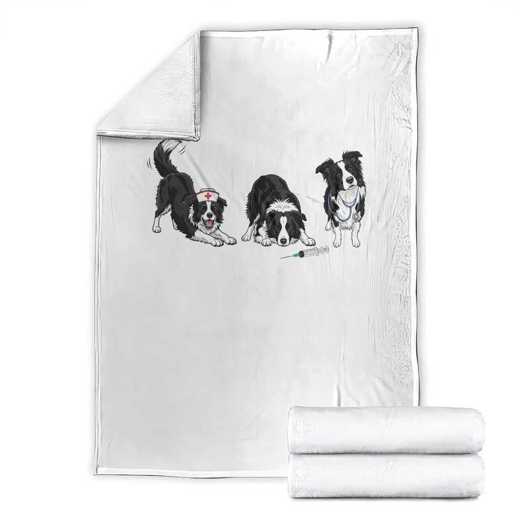 Funny Border Collie Nurse Vet Tech Throw Blanket Dog Lover Medical Worker Gift