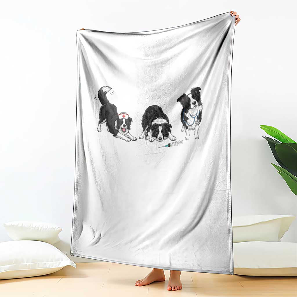 Funny Border Collie Nurse Vet Tech Throw Blanket Dog Lover Medical Worker Gift