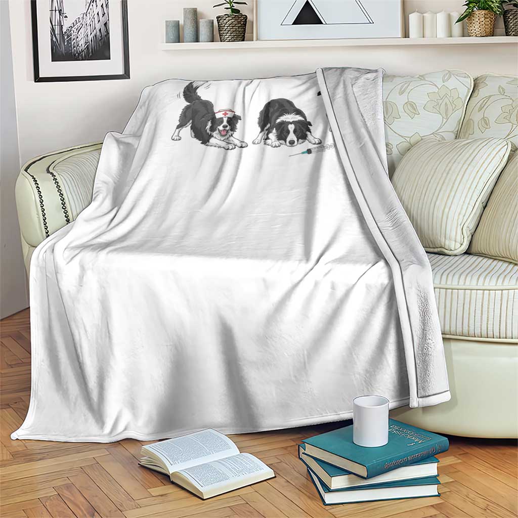 Funny Border Collie Nurse Vet Tech Throw Blanket Dog Lover Medical Worker Gift