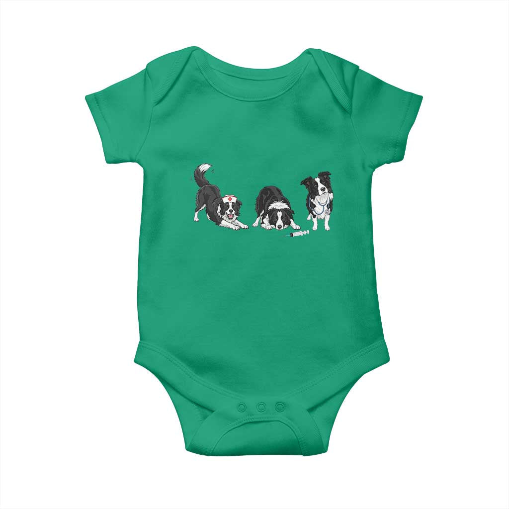 Funny Border Collie Nurse Vet Tech Baby Onesie Dog Lover Medical Worker Gift TS12 Irish Green Print Your Wear