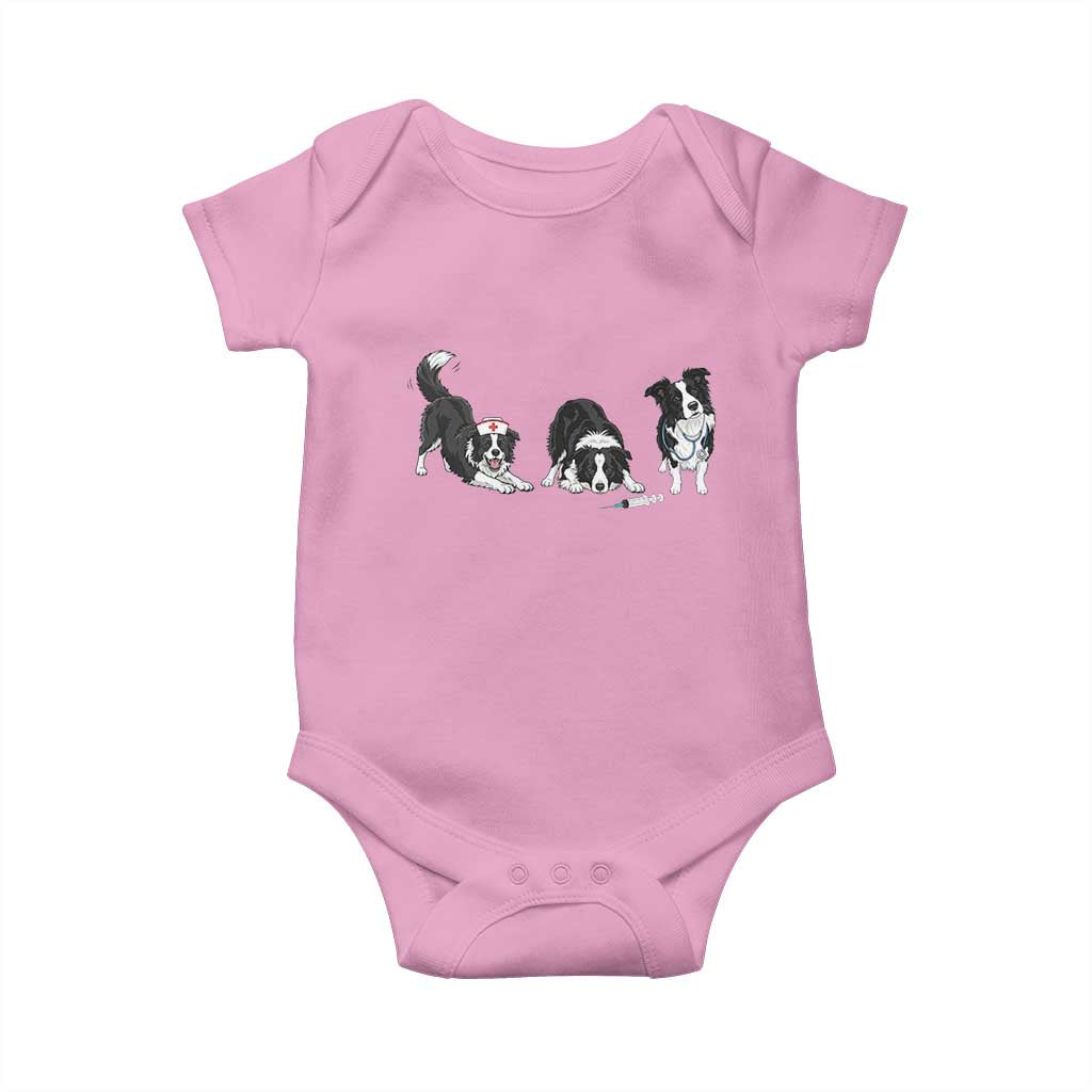 Funny Border Collie Nurse Vet Tech Baby Onesie Dog Lover Medical Worker Gift TS12 Light Pink Print Your Wear