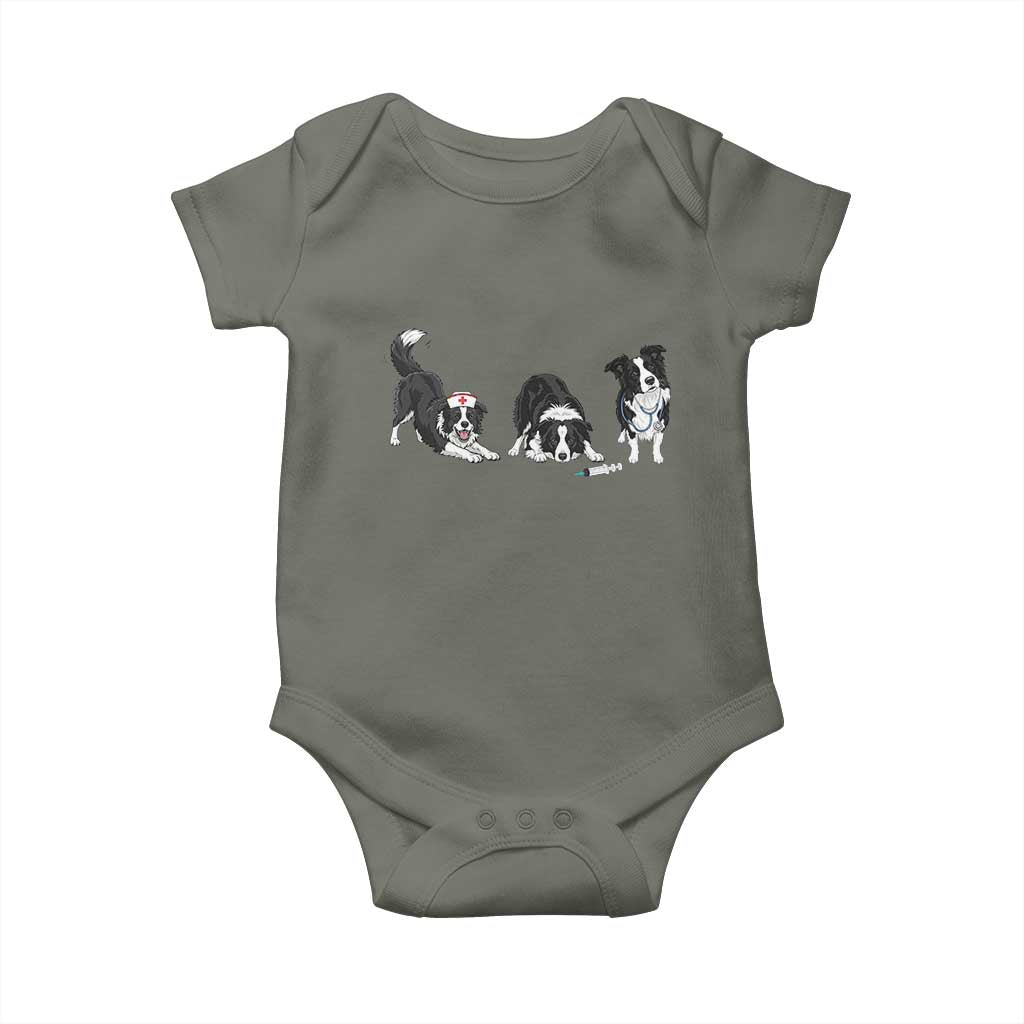 Funny Border Collie Nurse Vet Tech Baby Onesie Dog Lover Medical Worker Gift TS12 Military Green Print Your Wear