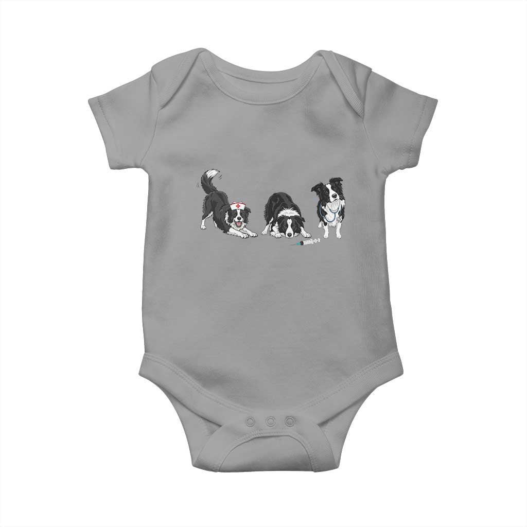Funny Border Collie Nurse Vet Tech Baby Onesie Dog Lover Medical Worker Gift TS12 Sport Gray Print Your Wear