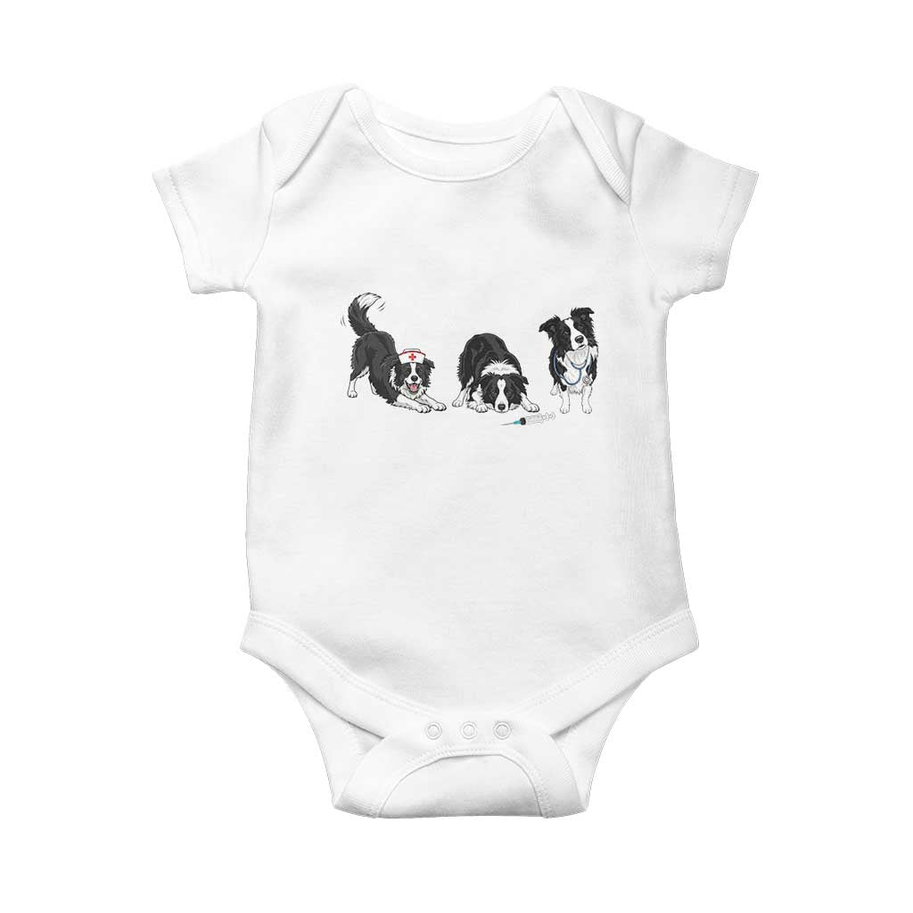 Funny Border Collie Nurse Vet Tech Baby Onesie Dog Lover Medical Worker Gift TS12 White Print Your Wear