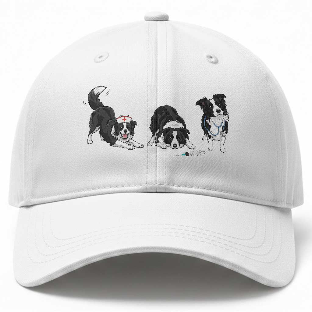 Funny Border Collie Nurse Vet Tech Baseball Cap Dog Lover Medical Worker Gift TS12 Print Your Wear