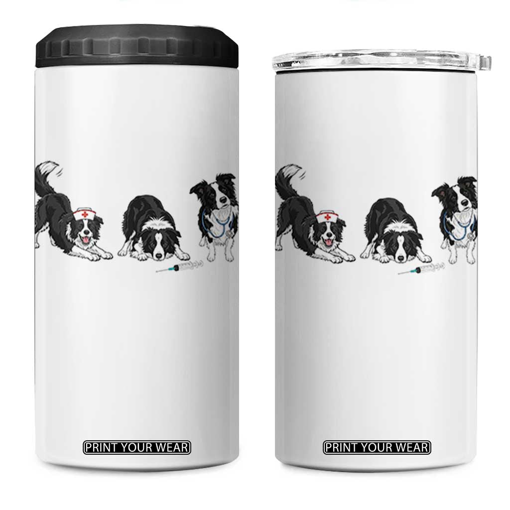 Funny Border Collie Nurse Vet Tech 4 in 1 Can Cooler Tumbler Dog Lover Medical Worker Gift TS12 One Size: 16 oz White Print Your Wear