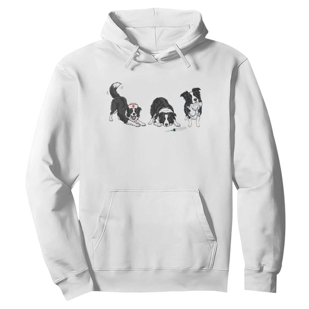 Funny Border Collie Nurse Vet Tech Hoodie Dog Lover Medical Worker Gift TS12 White Print Your Wear