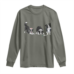 Funny Border Collie Nurse Vet Tech Long Sleeve Shirt Dog Lover Medical Worker Gift TS12 Military Green Print Your Wear
