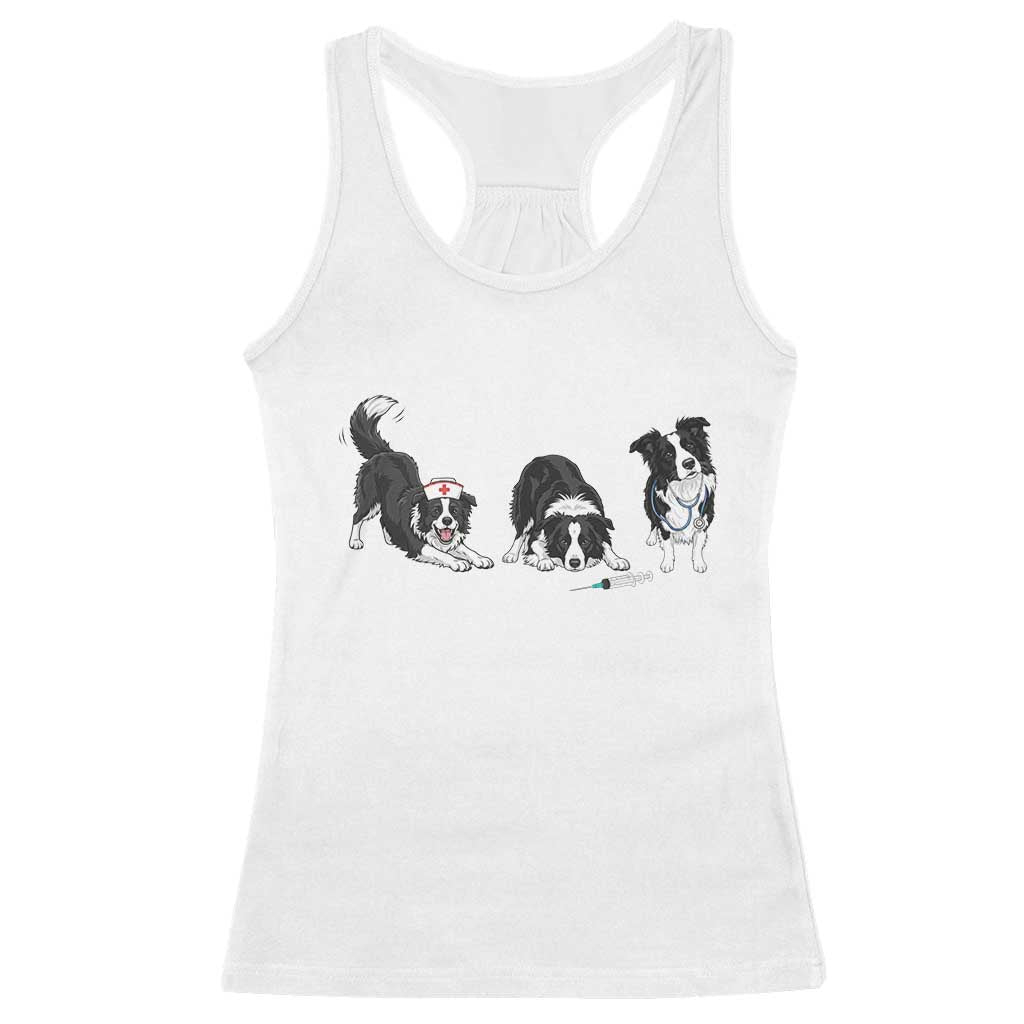 Funny Border Collie Nurse Vet Tech Racerback Tank Top Dog Lover Medical Worker Gift TS12 White Print Your Wear