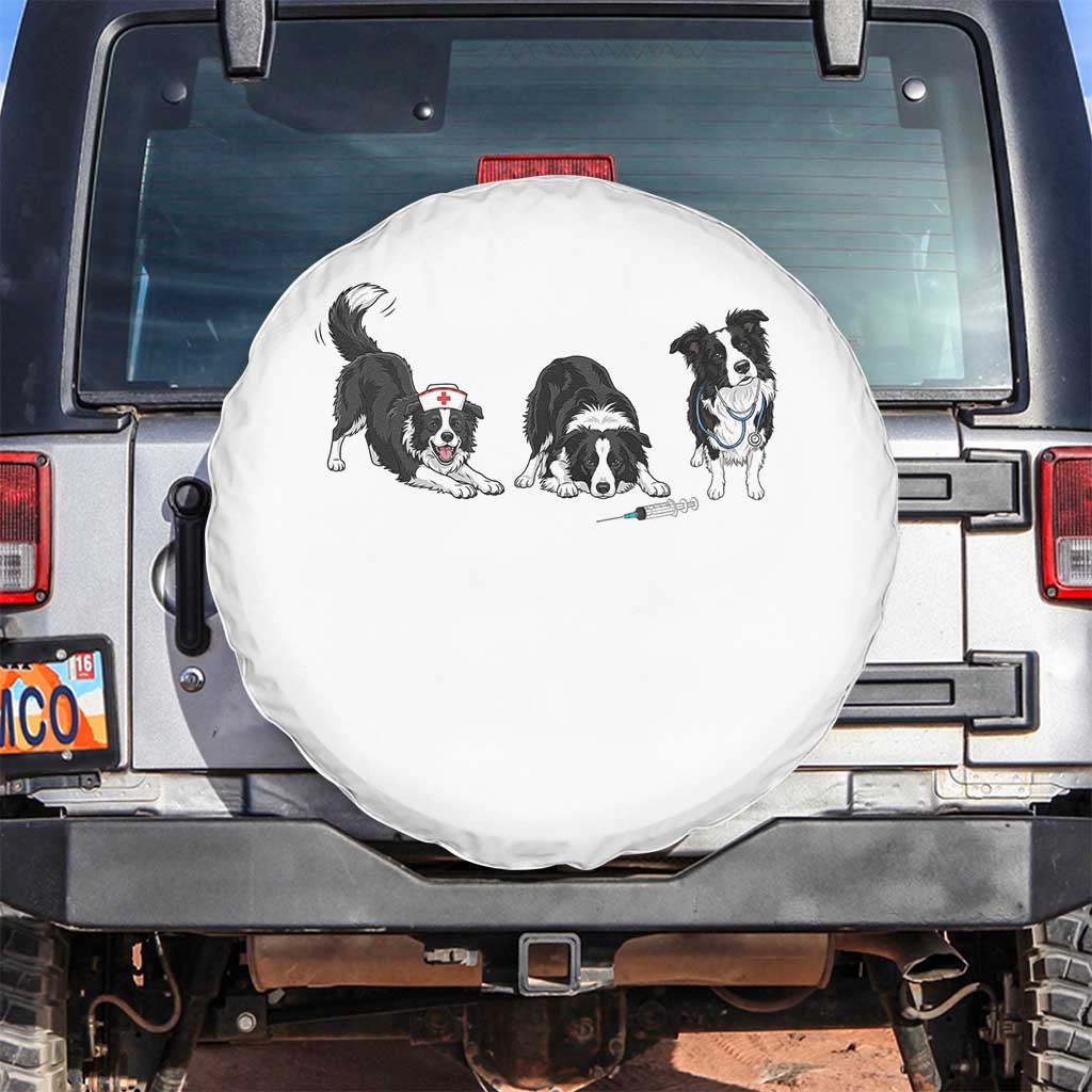 Funny Border Collie Nurse Vet Tech Spare Tire Cover Dog Lover Medical Worker Gift TS12 No hole White Print Your Wear